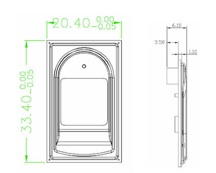The size of the Adafruit fingerprint sensor The size of the Adafruit fingerprint sensor