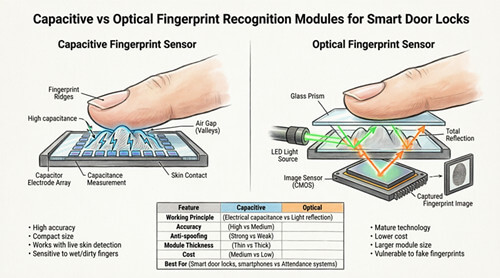 Comparison between capacitive and optical fingerprint modules for smart locks