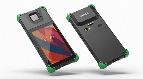 FBI-certified fingerprint reader integrated into a handheld terminal