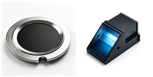 Diagram comparing optical and capacitive fingerprint scanner technologies