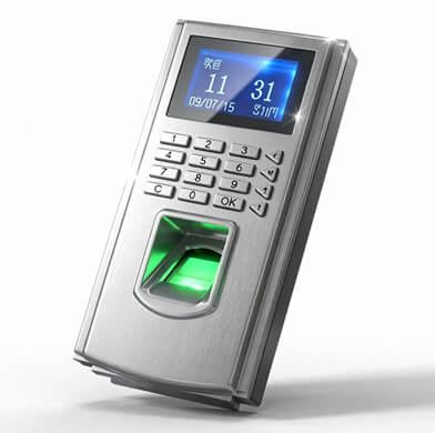 Optical fingerprint scanner installed on an access control door